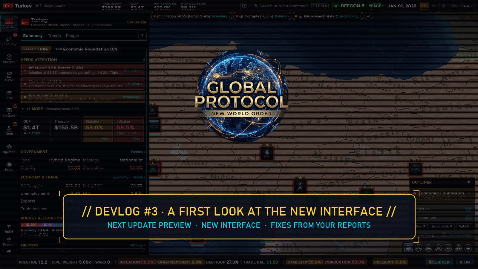 Global Protocol: New World Order — Devlog #3: a first look at the new interface
